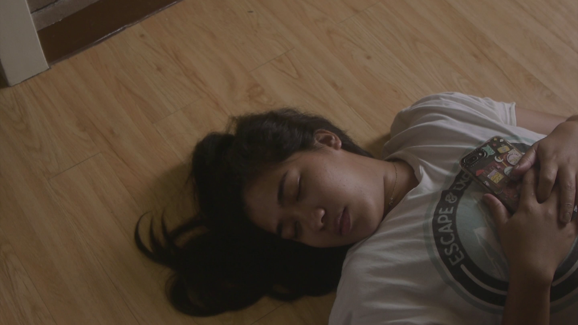 June sleeping on floor